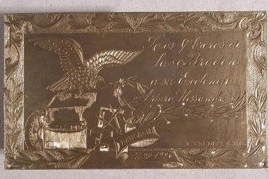 Primera imagen del registro Placa conmemorativa de los obreros de la Braden a Arturo Alessandri