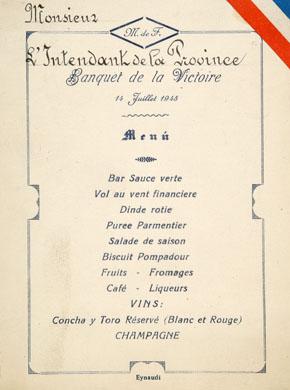 Primera imagen del registro Menú Banquet de la Victoire
