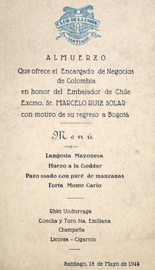 Primera imagen del registro Menú en honor de Marcelo Ruiz Solar
