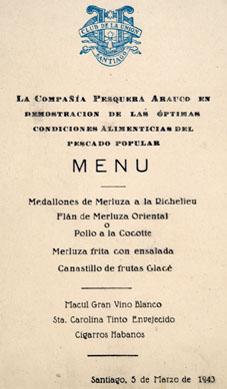 Primera imagen del registro Menú Compañía Pesquera Arauco