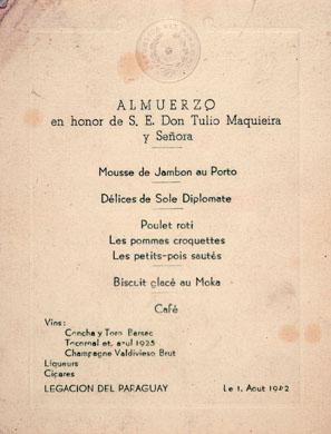 Primera imagen del registro Menú en honor de Tulio Maquieira y Señora