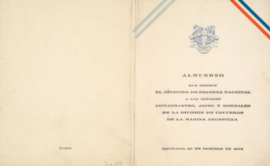Primera imagen del registro Menú a los Comandantes, Jefes y Oficiales de la División de Cruceros de la Marina Argentina
