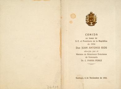 Primera imagen del registro Menú en honor de Juan Antonio Ríos