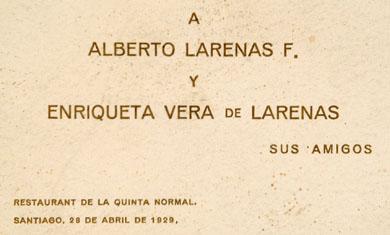 Primera imagen del registro Menú a Alberto Larenas F. y Enriqueta Vera de Larenas