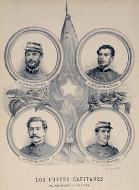 Primera imagen del registro Los cuatro capitanes.Regimiento de 3a línea