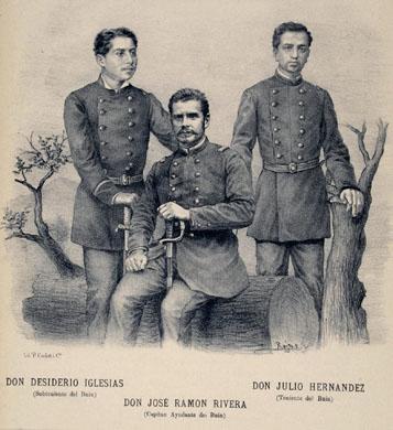 Primera imagen del registro Retratos de Desiderio Iglesias,José Ramóm Rivera,Julio Hernández-Regimiento Buin