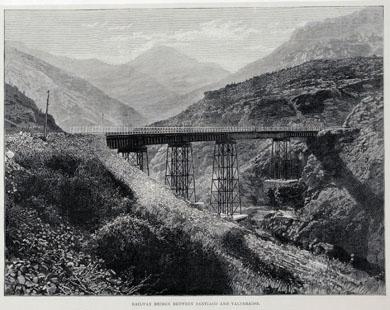 Primera imagen del registro Railway bridge between Santiago and Valparaíso.Puente ferroviario Santiago-Valparaíso.