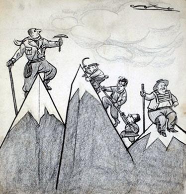 Primera imagen del registro Presidente Eduardo Frei M. escalando la Cordillera