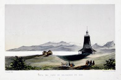 Primera imagen del registro Vista del faro de Valparaíso en 1844