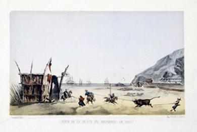 Primera imagen del registro Vista de la caleta de Valparaíso en 1844