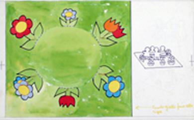 Primera imagen del registro Ronda de niños sobre cesped con flores