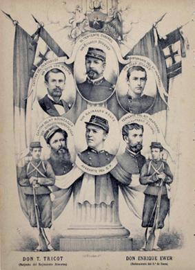 Primera imagen del registro Retratos de Hilario Bouquet,Otto von Moltke,Juan Jullian,Augusto Nordenflycht......