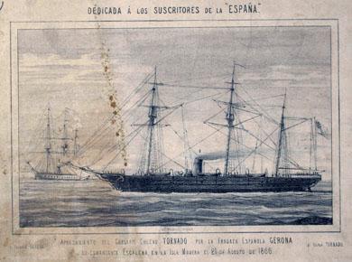 Primera imagen del registro Apresamiento de la corbeta chilena Tornado