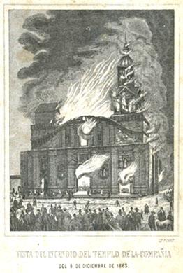 Primera imagen del registro Vista del Incendio del Templo de la Compañía.