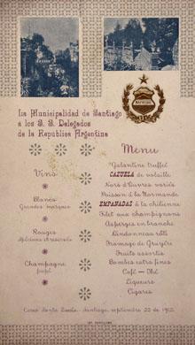 Primera imagen del registro Menú a los Delegados de la República Argentina
