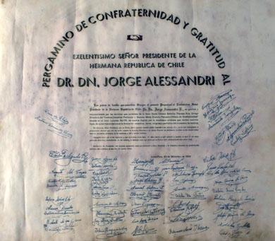 Primera imagen del registro Diploma al Presidente Jorge Alessandri Rodríguez.