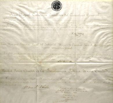 Primera imagen del registro Certificado de Inhumación de los restos de Bernardo O¨Higgins.