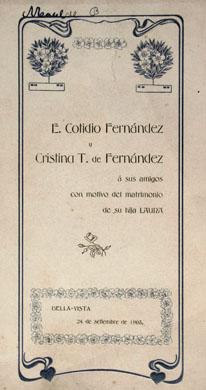 Primera imagen del registro Menú E. Cotidio Fernández y Cristina T. de Fernández