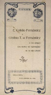 Primera imagen del registro Menú E. Cotidio Fernández y Cristina T. de Fernández