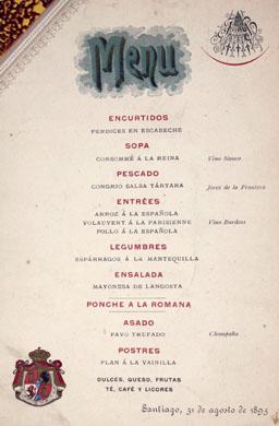 Primera imagen del registro Menú. 31 de agosto de 1895
