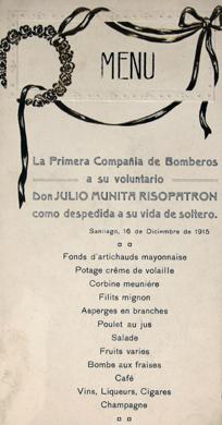 Primera imagen del registro Menú a Julio Munita Risopatrón