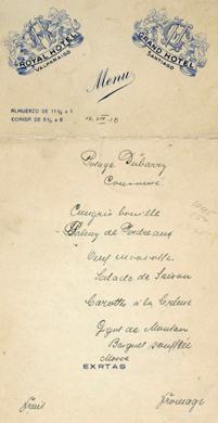 Primera imagen del registro Menú Royal Hotel Valparaíso Grand Hotel Santiago