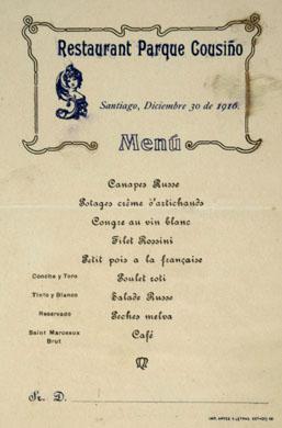 Primera imagen del registro Menú Restaurant Parque Cousiño