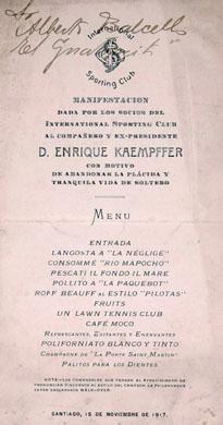 Primera imagen del registro Menú a Enrique Kaempffer