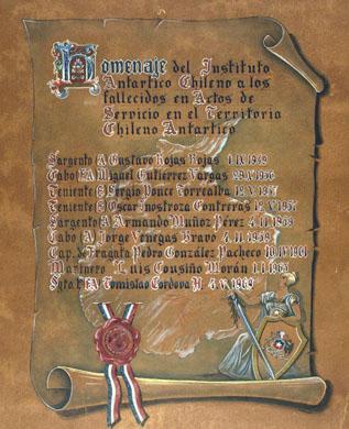 Primera imagen del registro Homenaje del Inst. Antártico Chileno a los fallecidos en actos de servicio Diploma..