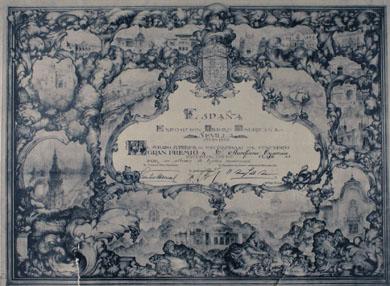 Primera imagen del registro Diploma Gran Premio de la exposición Iberoamericana de Sevilla
