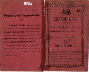 Primera imagen del registro Libreta de familia