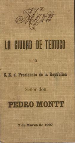 Primera imagen del registro La ciudad de Temuco a S.E. el Presidente de la República Señor Don Pedro Montt
