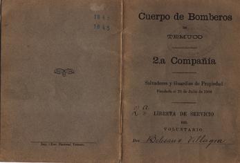 Primera imagen del registro Libreta de Servicio Cuerpo de Bomberos de Temuco 2ª Compañía