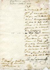 Primera imagen del registro Oficio firmado por Don José Miguel Carrera al Coronel Don Luis de la Cruz