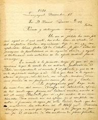Primera imagen del registro Carta de Juan Ignacio Alvear a Don Daniel Barros Grez