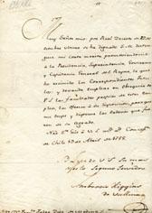 Primera imagen del registro Carta de Ambrosio Higgins de Vallenar al Doctor Don Francisco Tadeo Diez de Medina