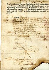 Primera imagen del registro Certificado de Don José Ramón V. Y Don Nicolás Marzán Ministros de la Tesorería General