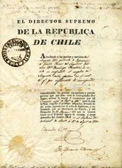 Primera imagen del registro Oficio firmado por el Director Supremo al Secretario General José Ignacio Rodriguez