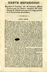 Primera imagen del registro Breve Exposición que hace el Canónigo Dr. Casimiro Albano Pereira
