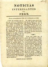 Primera imagen del registro Noticias interesante del Perú. Gaceta Extraordinaria de Chile
