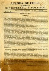 Primera imagen del registro Aurora de Chile, Periódico Ministerial y Politico