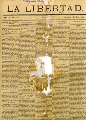 Primera imagen del registro Periódico "La Libertad" año III. N° 758