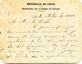 Primera imagen del registro Carta de la Secretaría del Consejo de Estado