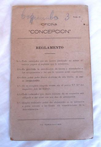 Primera imagen del registro OFICINA. "CONCEPCIÓN". REGLAMENTO.