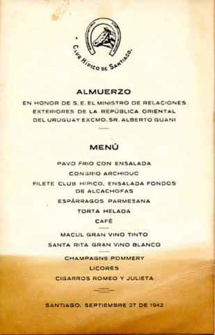 Primera imagen del registro Menú del Club Hípico de Santiago