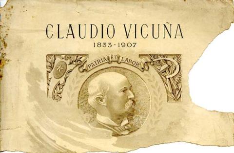 Primera imagen del registro Tapa del libro la Corona fúnebre de Claudio Vicuña 1833-1907