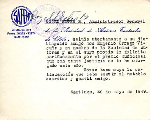 Primera imagen del registro Tarjeta de felicitación de la Sociedad de Autores