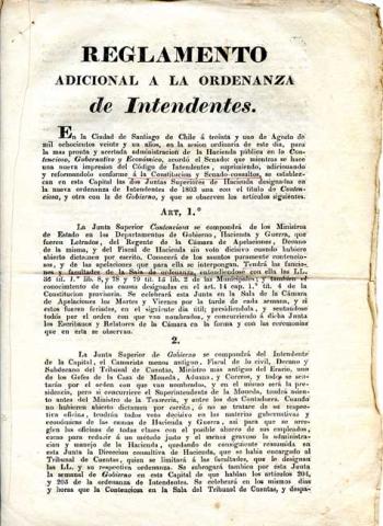 Primera imagen del registro Reglamento adicional a la ordenanza de Intendentes