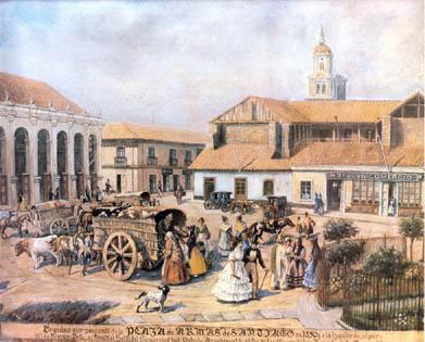 Primera imagen del registro La Plaza de Armas de Santiago en 1850