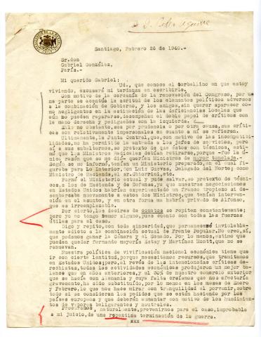 Primera imagen del registro Carta de Presidente Pedro Aguirre Cerda